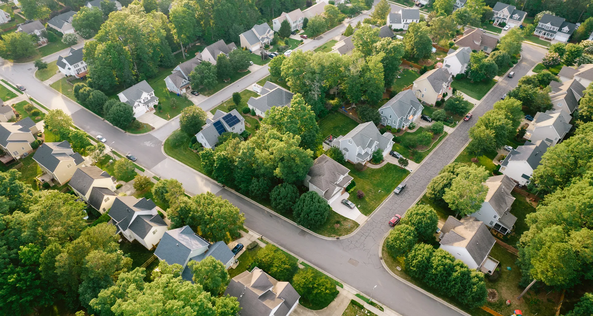 aerial view of residential homes
